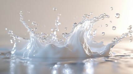 Dynamic Water Splash Crown with Droplets on Bright Background water splash crown dynamic bright drop