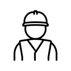 One construction worker or engineer line icon. Industrial worker in hard hat labor or construction concept. Vector illustration