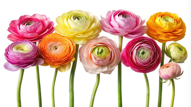 Vibrant ranunculus flowers in a colorful spring arrangement
