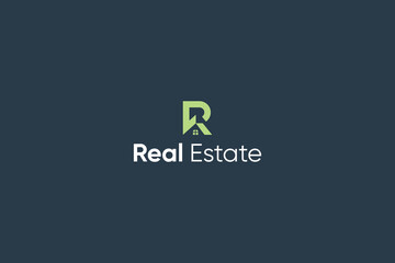Letter R modern real estate logo design
