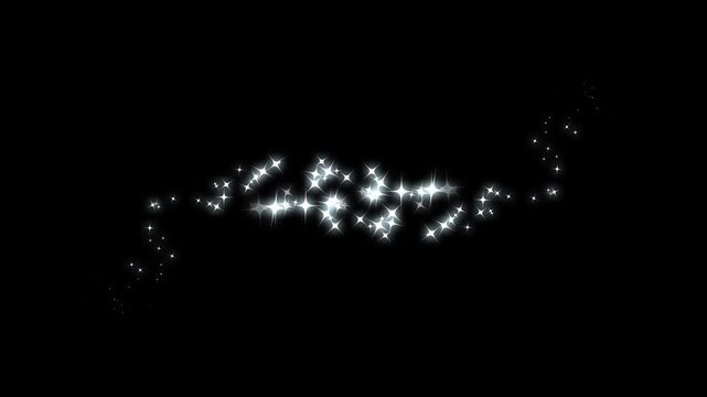 Star glitter sparkle, shine stars trail burst, magic dust glow sparkle transition effect on alpha channel loop animation. glitter confetti trail on black screen. 4k