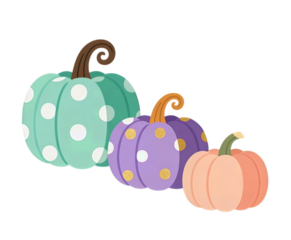 Decorative Pumpkins with Polka Dots in Autumn Colors