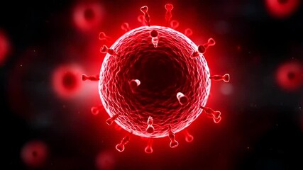 Deadly coronavirus cell animation model moving fast with red glow effect video - Powered by Adobe