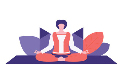Isometric vector illustration of a serene athlete in a lotus pose symbolizing mindfulness meditation and balanced well being in a stylized 3d environment