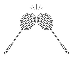 Two badminton rackets with action lines, ideal for badminton tournament logo, championship icons, sports branding.Thin line Racket icon.Vector illustration isolated on white background.EPS 10