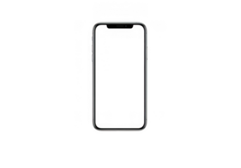 Sleek smartphone with an empty white screen, ready for custom content, app demonstrations, or website previews, isolated on transparent background