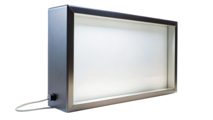 Professional rectangular light box with bright illuminated screen.