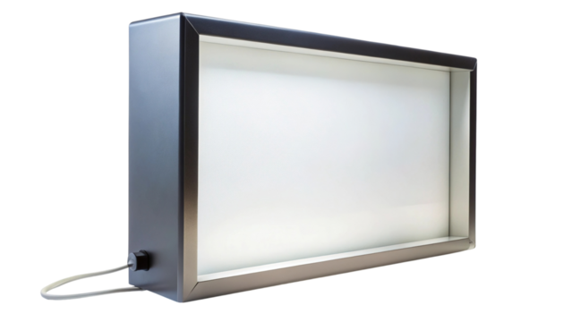 Professional rectangular light box with bright illuminated screen.