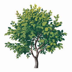 Hornbeam Tree Vector Outline | Deciduous Hardwood Tree Silhouette | Forest Illustration