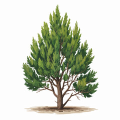 Juniper Tree Vector Outline | Evergreen Conifer Silhouette | Botanical Illustration