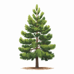 Pine Tree Vector Outline | Evergreen Conifer Silhouette | Forest Illustration