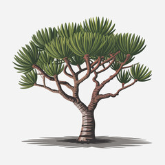 Podocarpus Tree Vector Outline | Evergreen Conifer Silhouette | Botanical Illustration