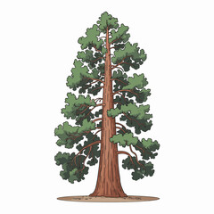 Redwood Tree Vector Outline | Giant Evergreen Silhouette | Forest Illustration