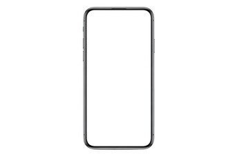 Sleek mobile phone with an empty display, ideal for technology mockups and user interface presentations, isolated on transparent background