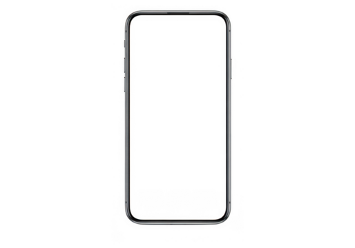 Sleek mobile phone with an empty display, ideal for technology mockups and user interface presentations, isolated on transparent background