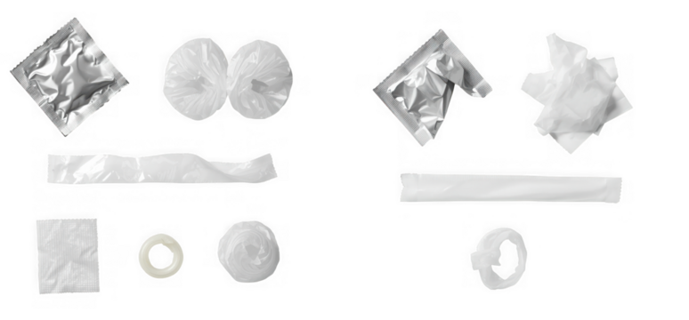 Collection of various white paper and foil scraps and shapes isolated on transparent background - Powered by Adobe