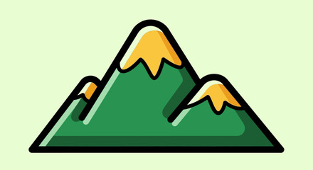 Stylized Mountain Range Illustration with SnowCapped Peaks and Bold Outlines.