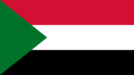 Sudan National Flag - Pan-Arab Colors with Green Triangle