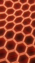 Abstract glowing red hexagonal grid pattern with illuminated lines creating a modern futuristic texture