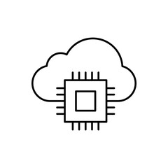 Cloud chip line icon vector design