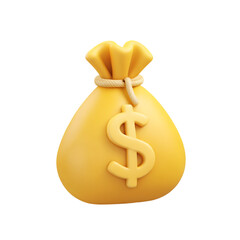 3D Money Bag Icon Illustration with Dollar Sign for Finance and Wealth Management Stock Image