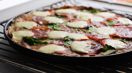 delicious freshly made broccoli pizza, healthy eating, close up
