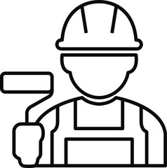 Construction worker icon builder plumber painter welder engineer maintenance labor character vector pack, black and white and solid professional industry tool avatar symbols for service and repair