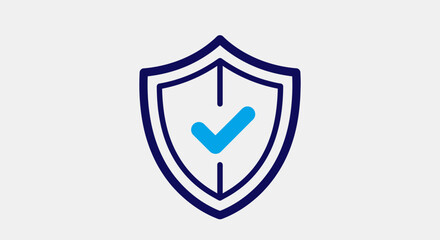 Vector illustration of a security shield with a checkmark, a symbol for online protection, data privacy, and successful validation
