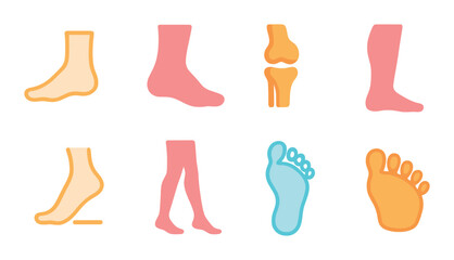 Colorful glowing foot and ankle icons on dark background
