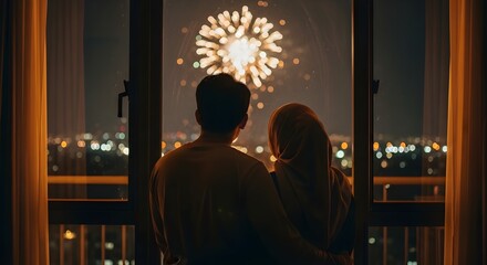 Vintage statue of Buddha in a temple at night and people in a church with old retro architecture and beautiful windows