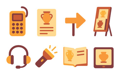 Digital museum tour icons with lighting effects