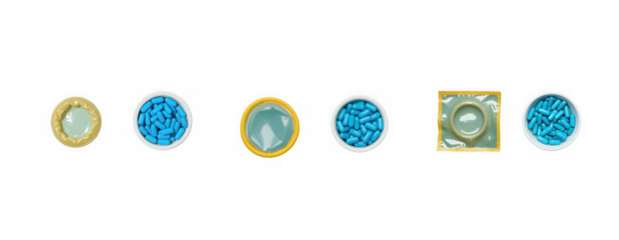 Collection of seven assorted gemstones and cabochons in various shapes and colors isolated on transparent background