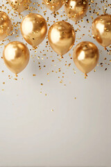 gold balloons background. Parties. Confetti. luxury