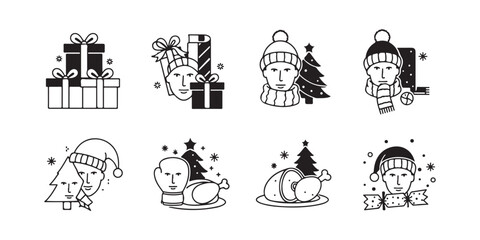 vector illustration of a set of silhouettes of animals