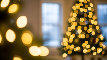 Festive Glow: A Christmas tree adorned with twinkling lights casts a warm and inviting glow, creating a sense of joy and anticipation in the heart of winter.