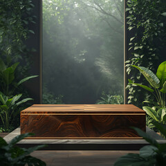 Natural Outdoor Scene with Wooden Pedestal