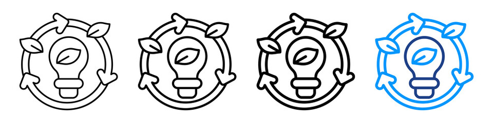 Sustainability Solution Icon Different Style Outline Collection Set.