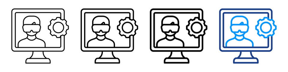 Virtual Management Icon Different Style Outline Collection Set.