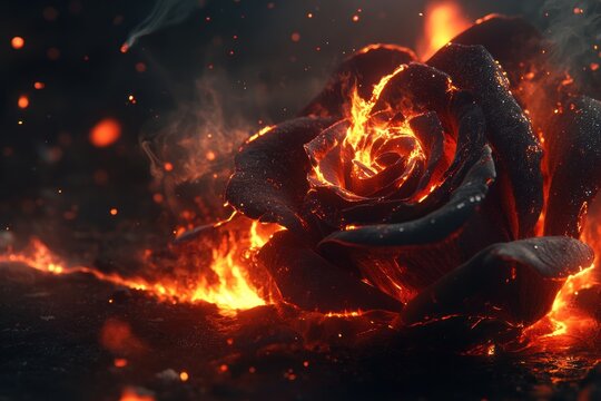 Fiery creature with burning elements - Powered by Adobe