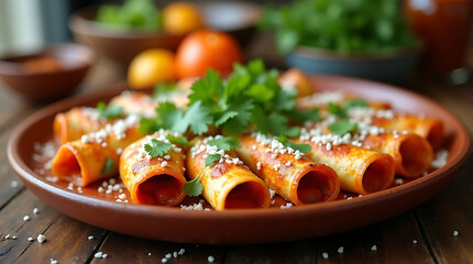 Traditional Enchiladas with Fresh Cilantro