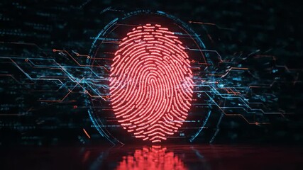 Futuristic fingerprint scan glows, digital identity verification in a high tech security system for biometric access and cybersecurity defenses - Powered by Adobe