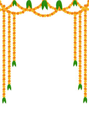 indian hindu wedding elements vector marigold floral garland vector, wedding and festival decoration, border flower decoration with transparent background © Divine Aura Graphics