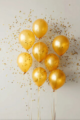 gold balloons background. Parties. Confetti. luxury