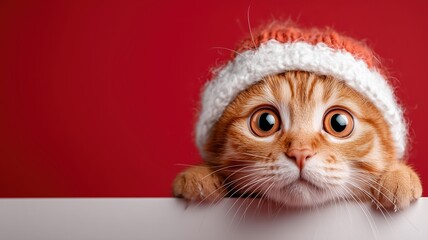 christmas cat with santa hat