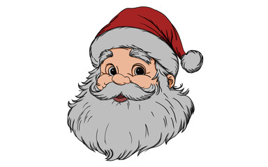 Illustration of the latest Santa Claus head icon with a thick beard