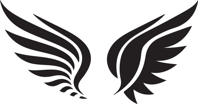 Angel wing icon silhouette vector illustration on a white background