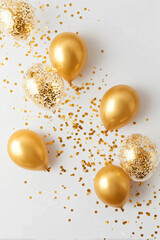gold balloons background. Parties. Confetti. luxury