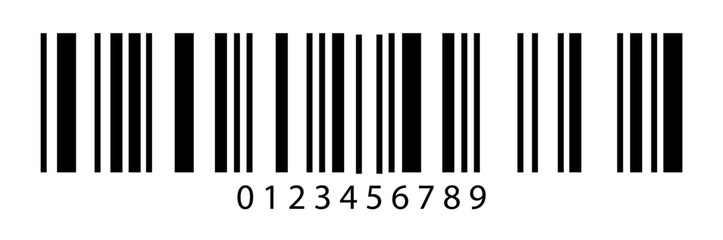 Simple barcode label vector illustration. Black barcode isolated on white background.