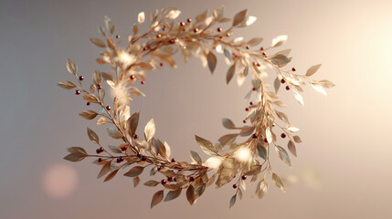 Elegant Gold Leaf Holiday Wreath