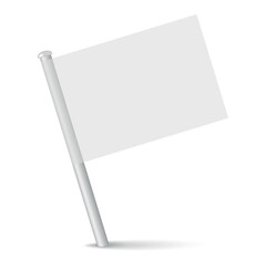 White flag template. Clean horizontal waving flag, isolated on white background. Vector flag mockup.